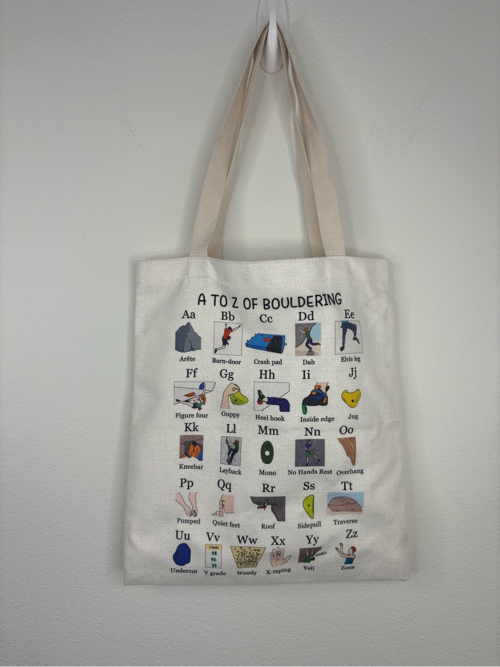 “A to Z of Bouldering” Canvas Tote Bag